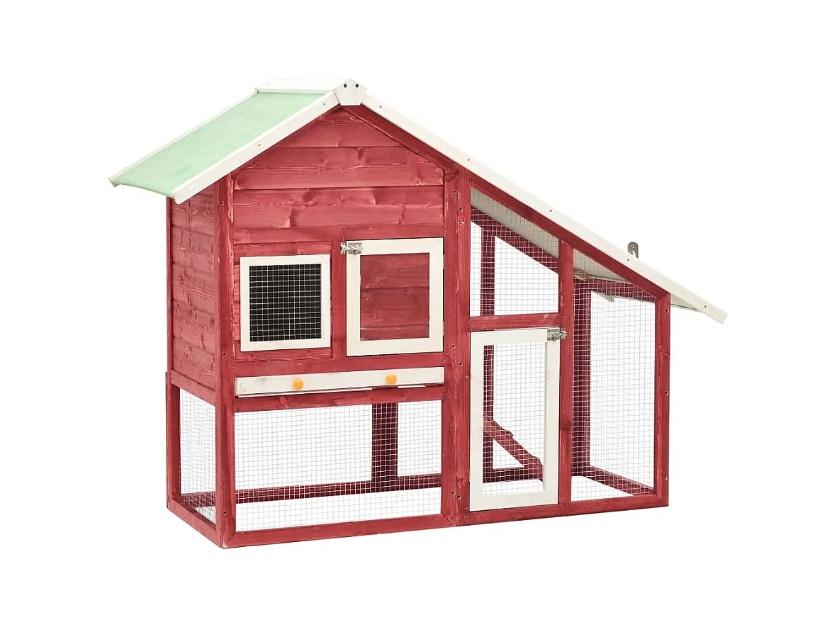 Jesper  Clapier Rouge et blanc 140x63x120 cm Bois de sapin massif