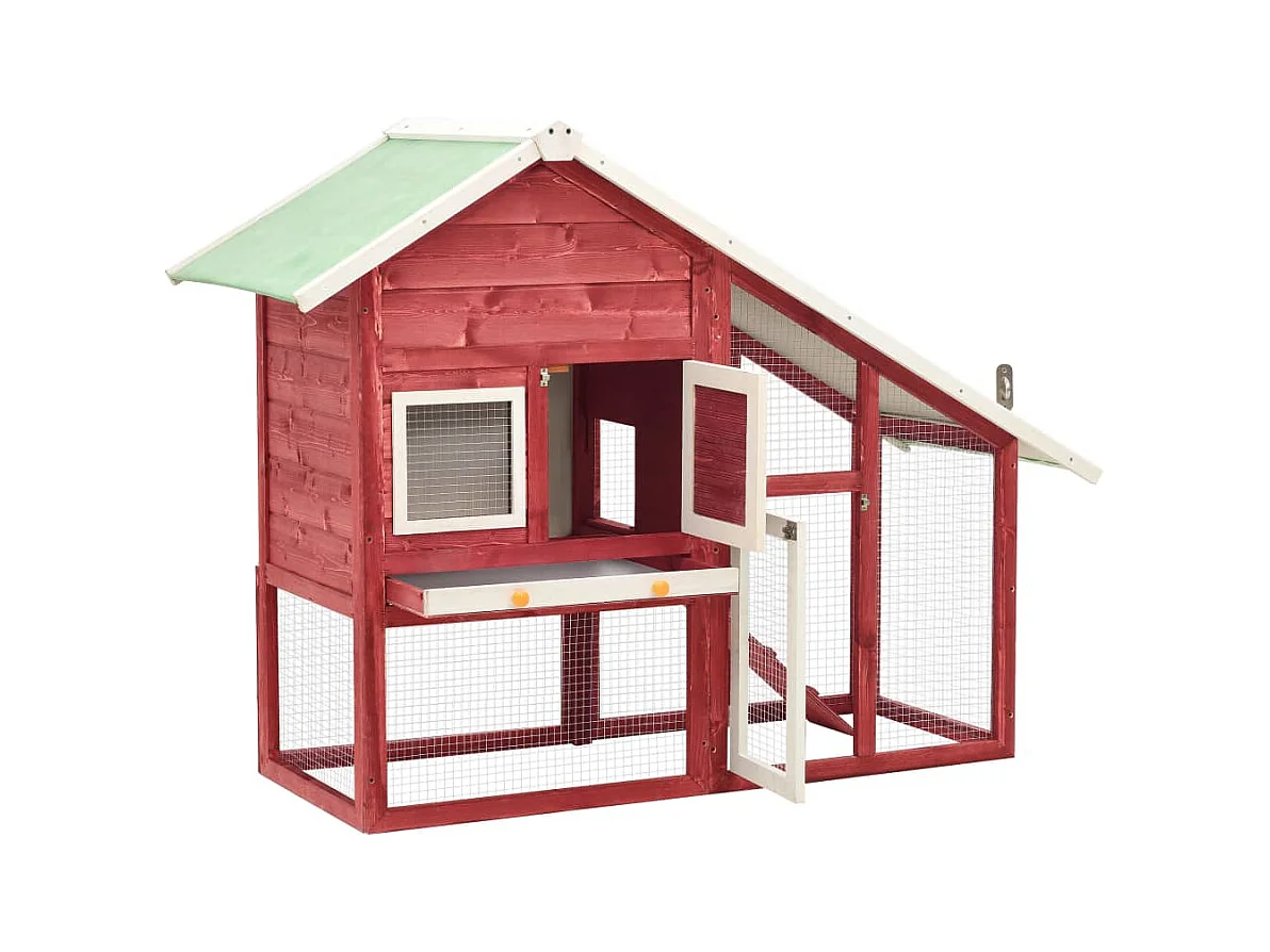 Jesper  Clapier Rouge et blanc 140x63x120 cm Bois de sapin massif