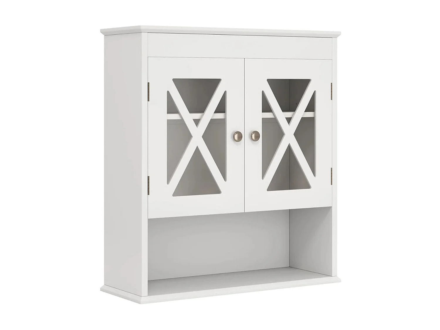 Armadietto da parete per il bagno Armadietto per la medicina con 2 ante in acrilico Ripiano regolabile Scomparto aperto Bianco