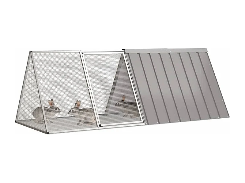 Borlänge  Cage pour lapin Gris 201,5x80,5x71 cm Acier galvanisé