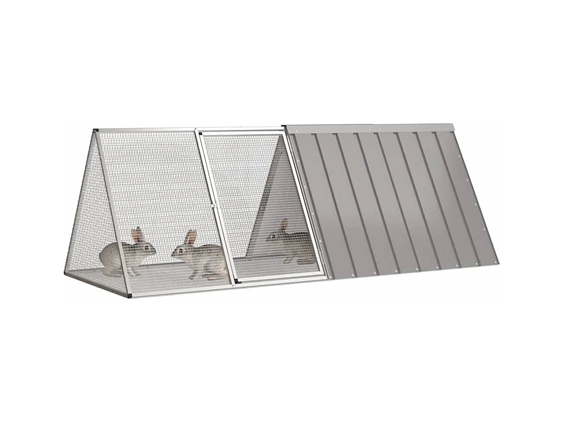 Borlänge  Cage pour lapin Gris 201,5x80,5x71 cm Acier galvanisé