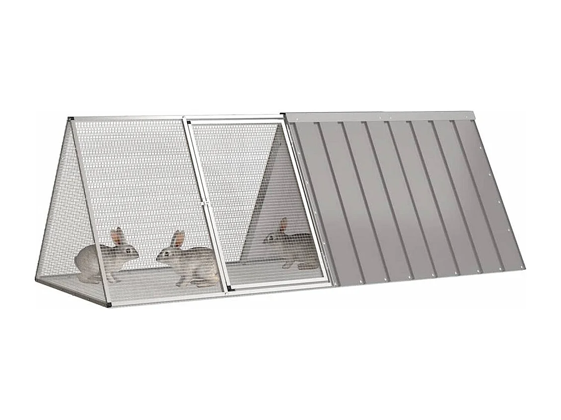 Borlänge  Cage pour lapin Gris 201,5x80,5x71 cm Acier galvanisé