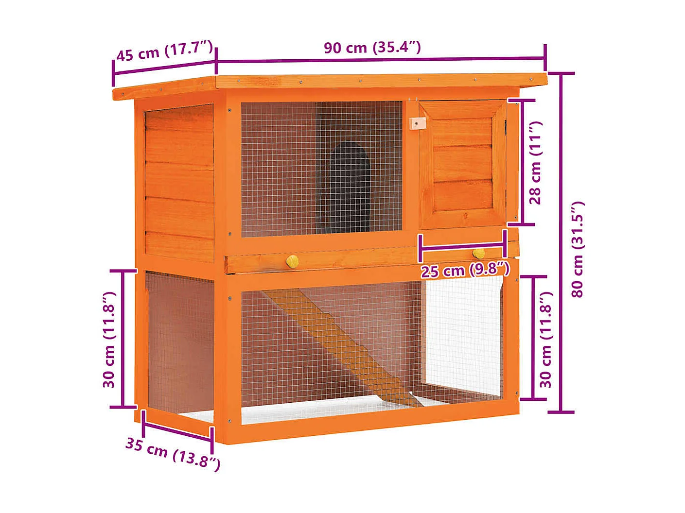 Mareina  Clapier d'extérieur Enclos pour petits animaux 1 porte Bois