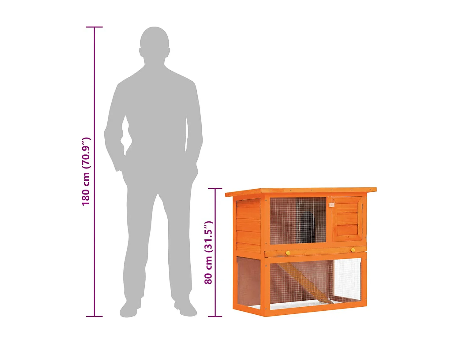 Mareina  Clapier d'extérieur Enclos pour petits animaux 1 porte Bois