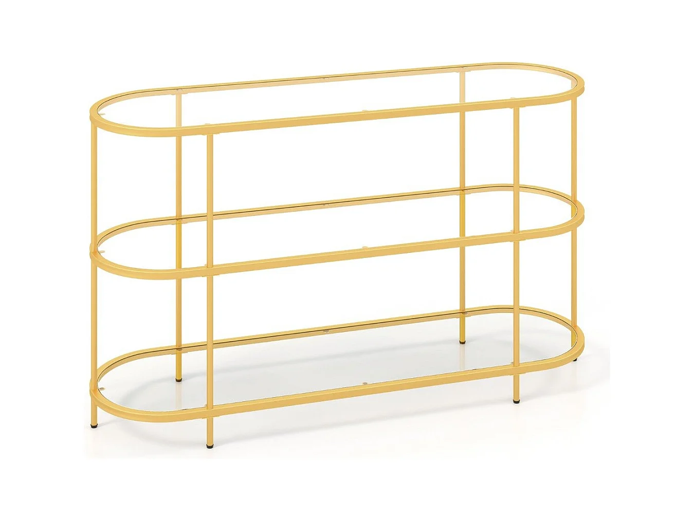 3-stöckiger TV-Schrank Fernsehtisch für Fernseher bis zu 65 Zoll Gold 140 x 41 x 82 cm