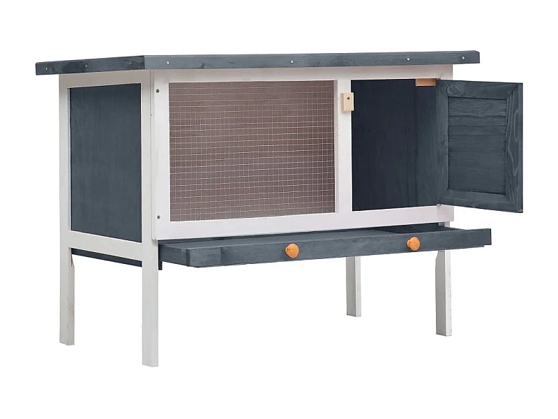 Henri-Joël  Konijnenhok voor buiten met 1 verdieping hout grijs