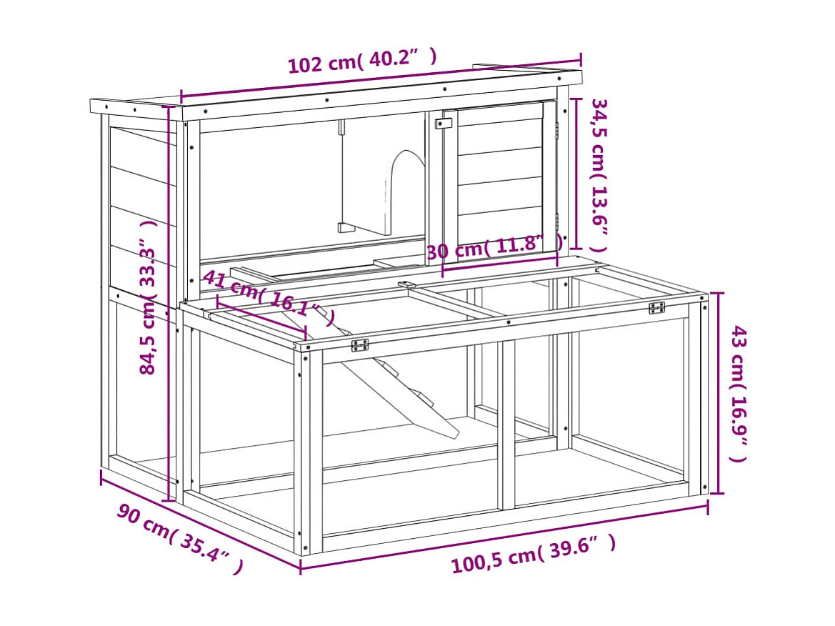 Jacques-René  Clapier moka 102x90x84,5 cm bois de pin massif