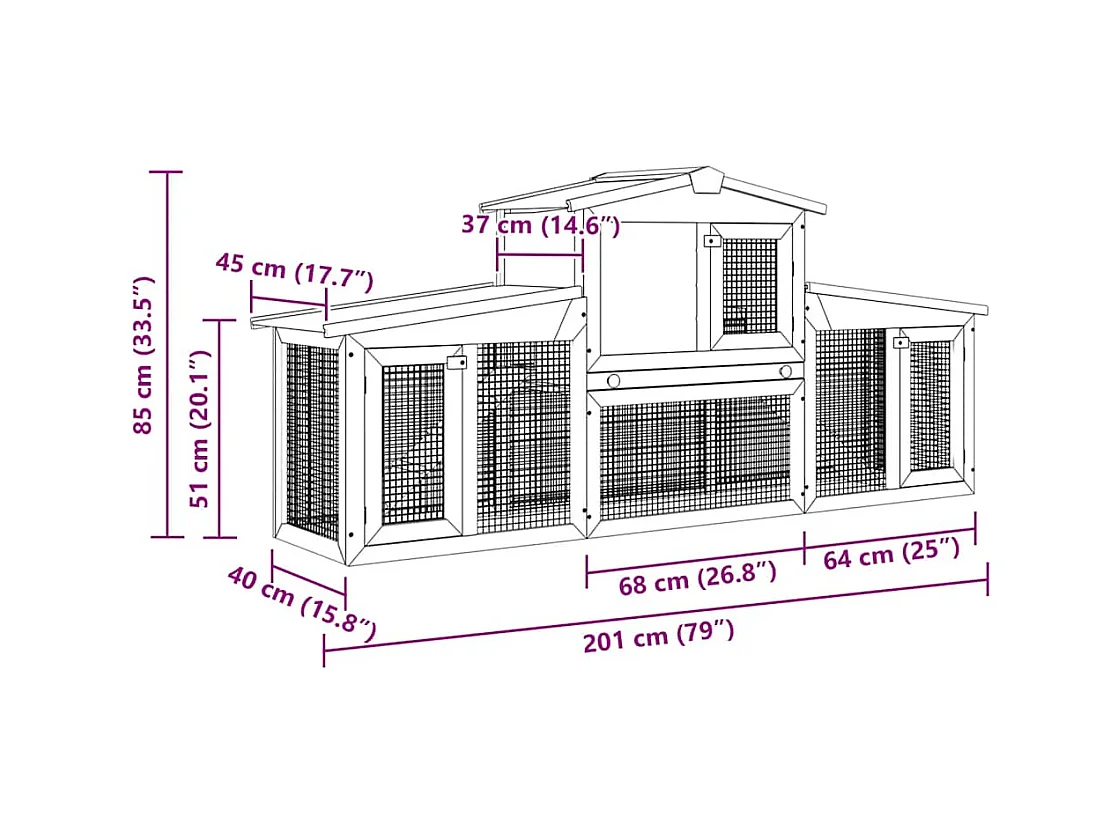 Ekim  Clapier large pour petits animaux avec toits Bois