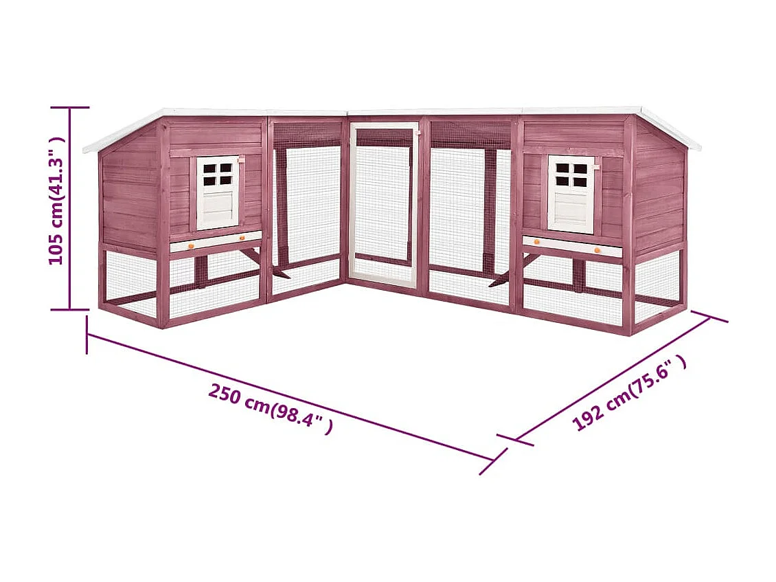 Deetje  Clapier d'extérieur avec piste Moka et blanc Bois de sapin