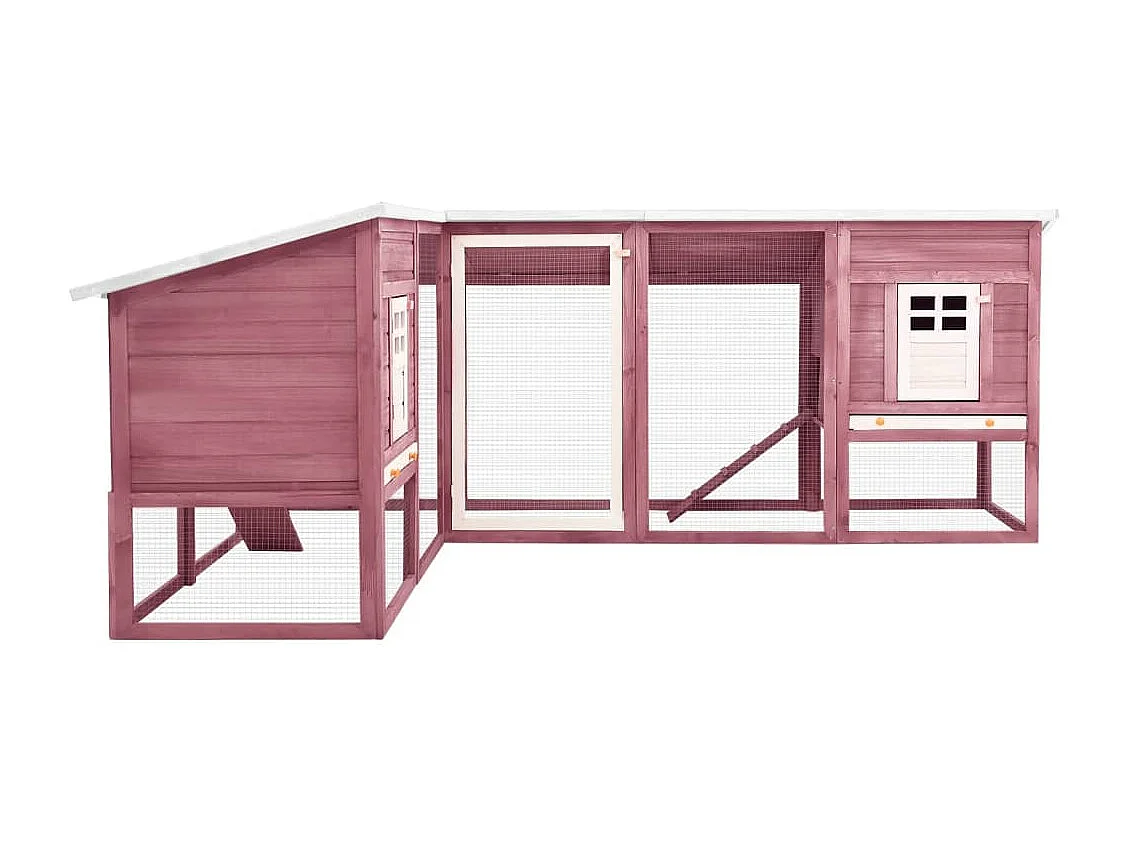 Deetje  Clapier d'extérieur avec piste Moka et blanc Bois de sapin