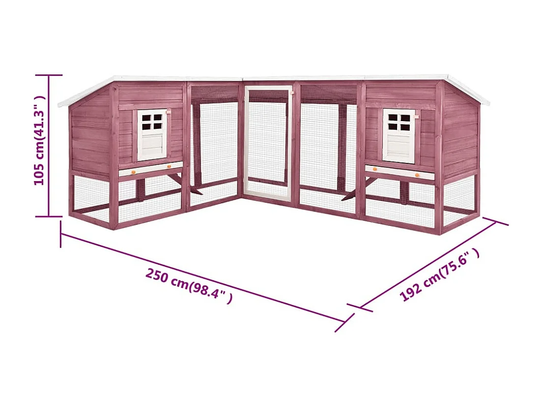 Deetje  Clapier d'extérieur avec piste Moka et blanc Bois de sapin