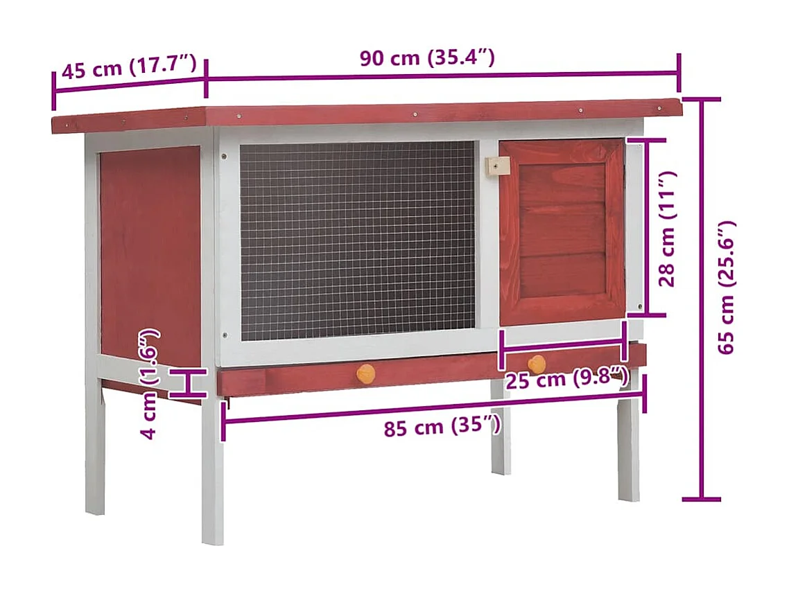 Henri-Joël  Clapier d'extérieur 1 niveau Rouge Bois