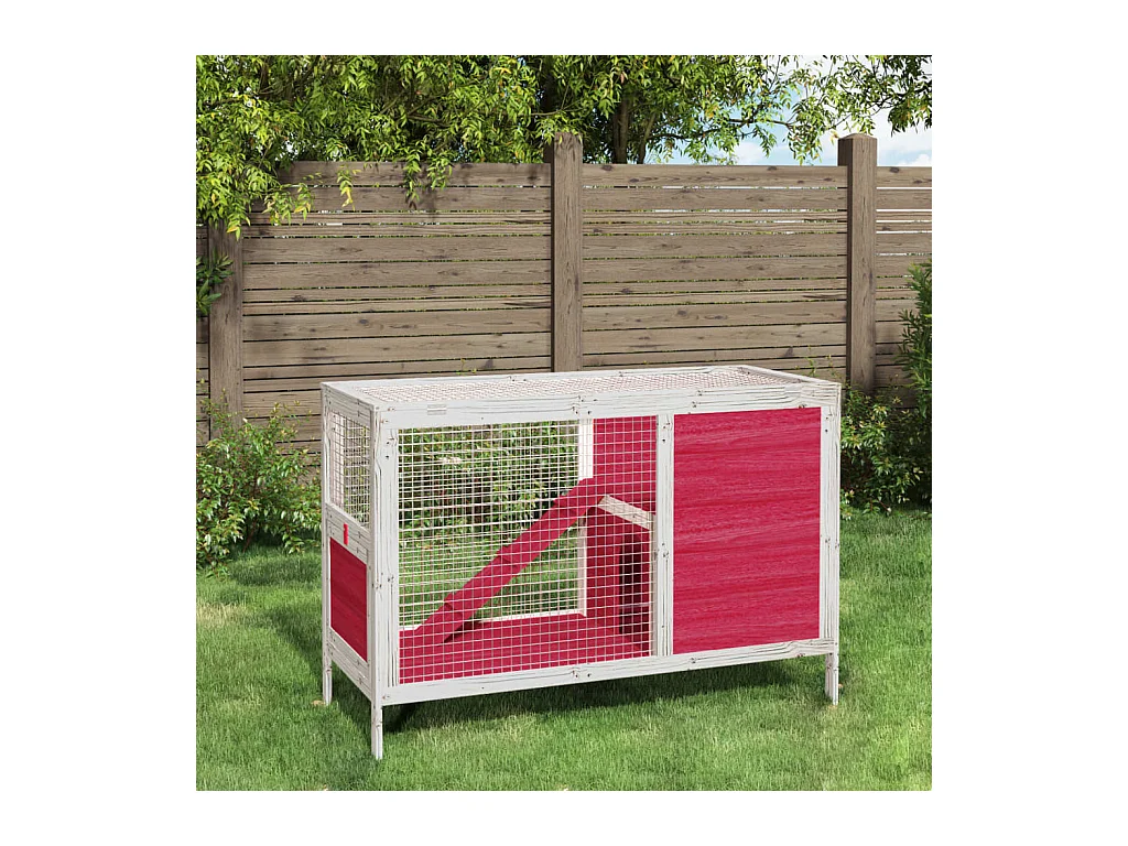 Mardir  Clapier rouge 103x44x69,5 cm bois de pin massif