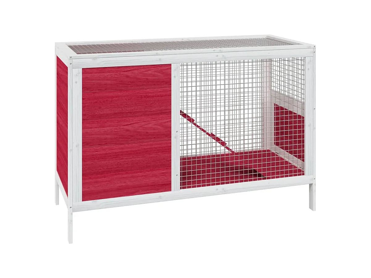Mardir  Clapier rouge 103x44x69,5 cm bois de pin massif
