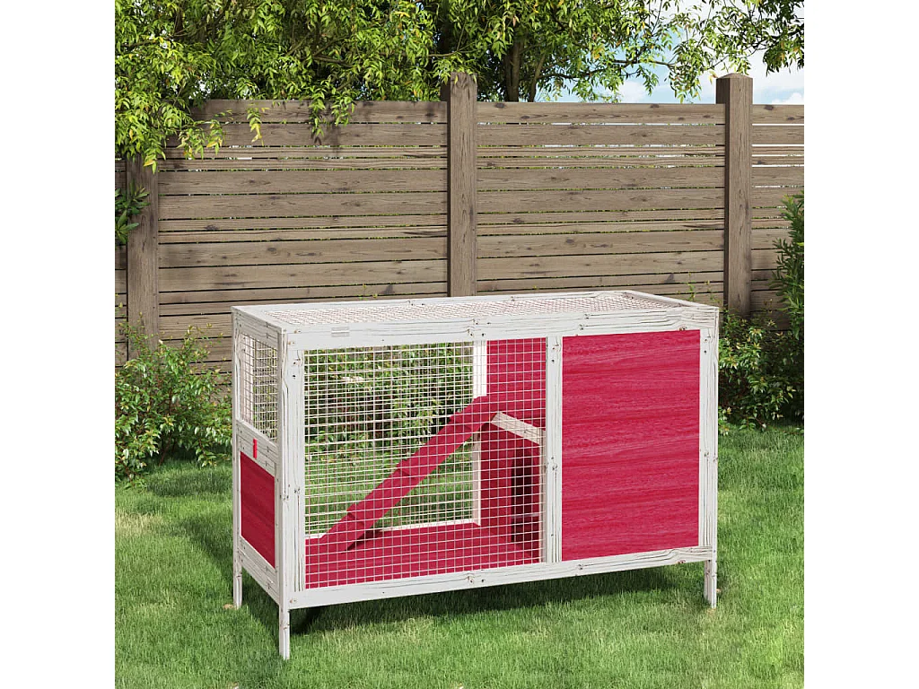 Mardir  Clapier rouge 103x44x69,5 cm bois de pin massif