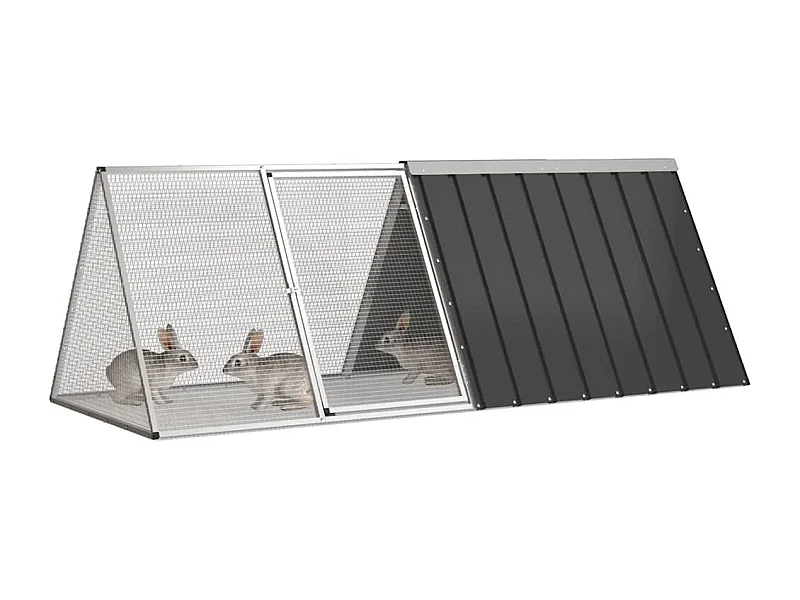 Borlänge  Cage pour lapin Anthracite 201,5x80,5x71 cm Acier galvanisé