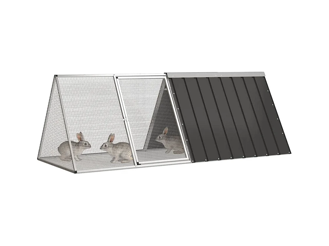 Borlänge  Cage pour lapin Anthracite 201,5x80,5x71 cm Acier galvanisé
