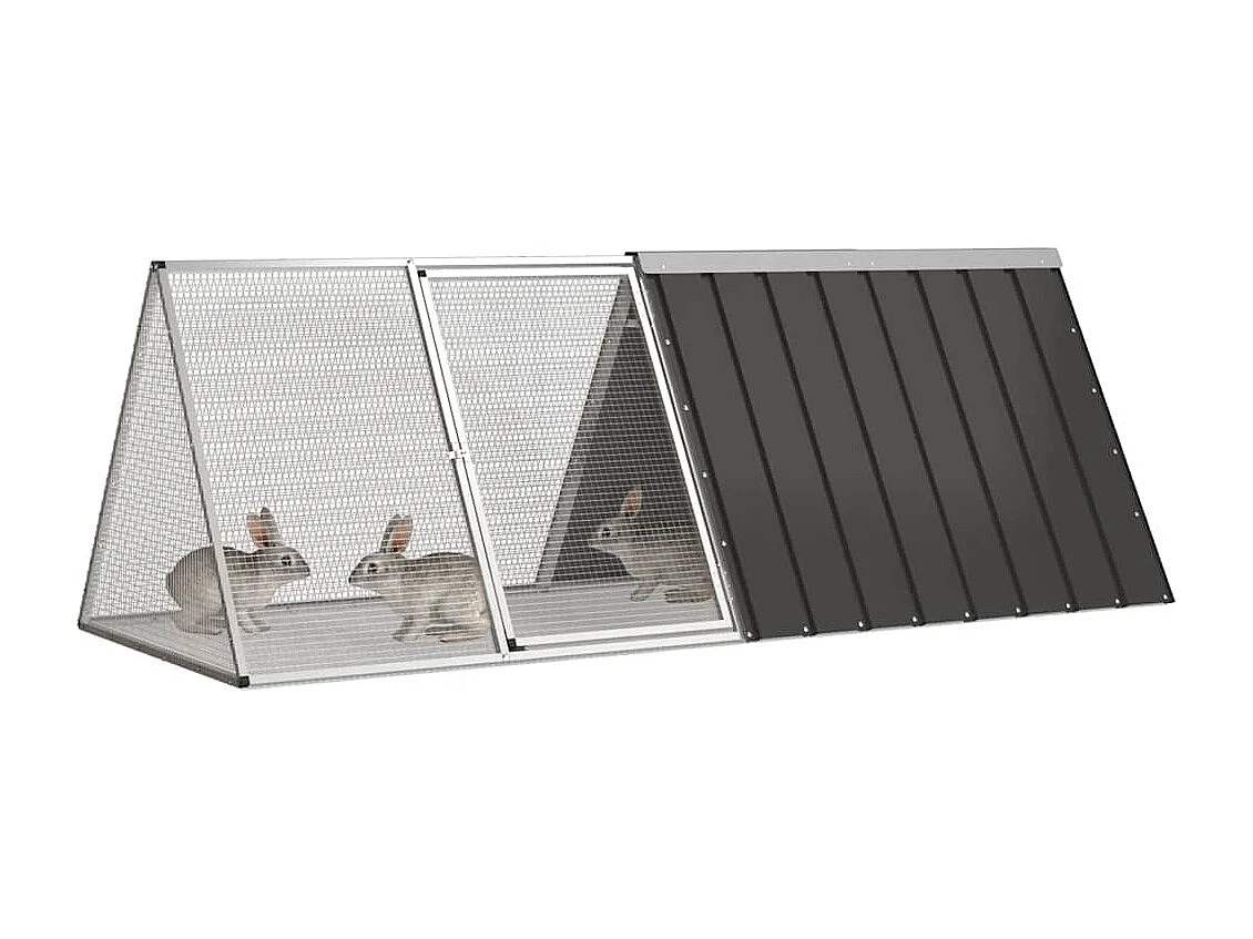 Borlänge  Cage pour lapin Anthracite 201,5x80,5x71 cm Acier galvanisé