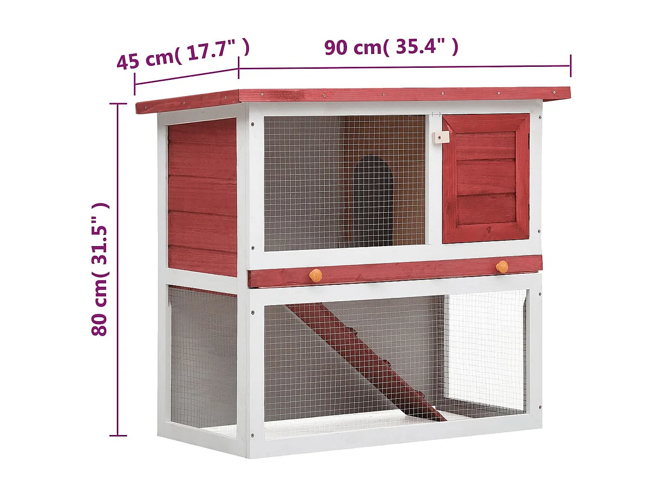 Mareina  Clapier d'extérieur 1 porte Rouge Bois