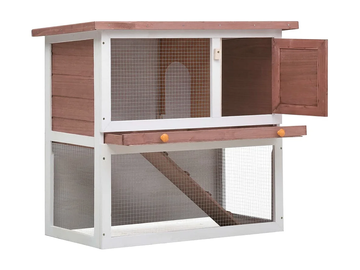 Mareina  Clapier d'extérieur 1 porte Marron Bois