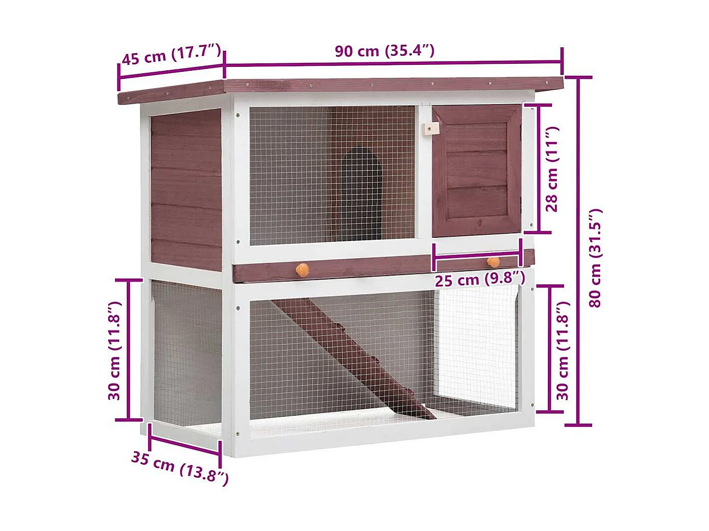 Mareina  Clapier d'extérieur 1 porte Marron Bois