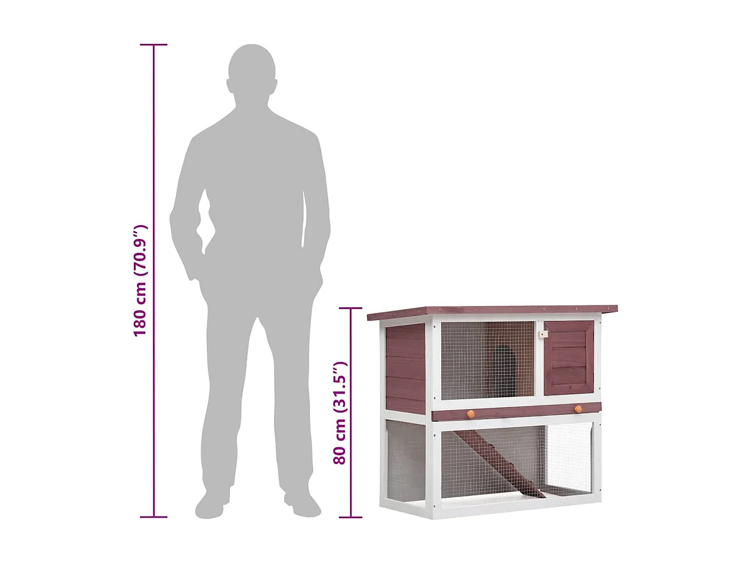 Mareina  Clapier d'extérieur 1 porte Marron Bois