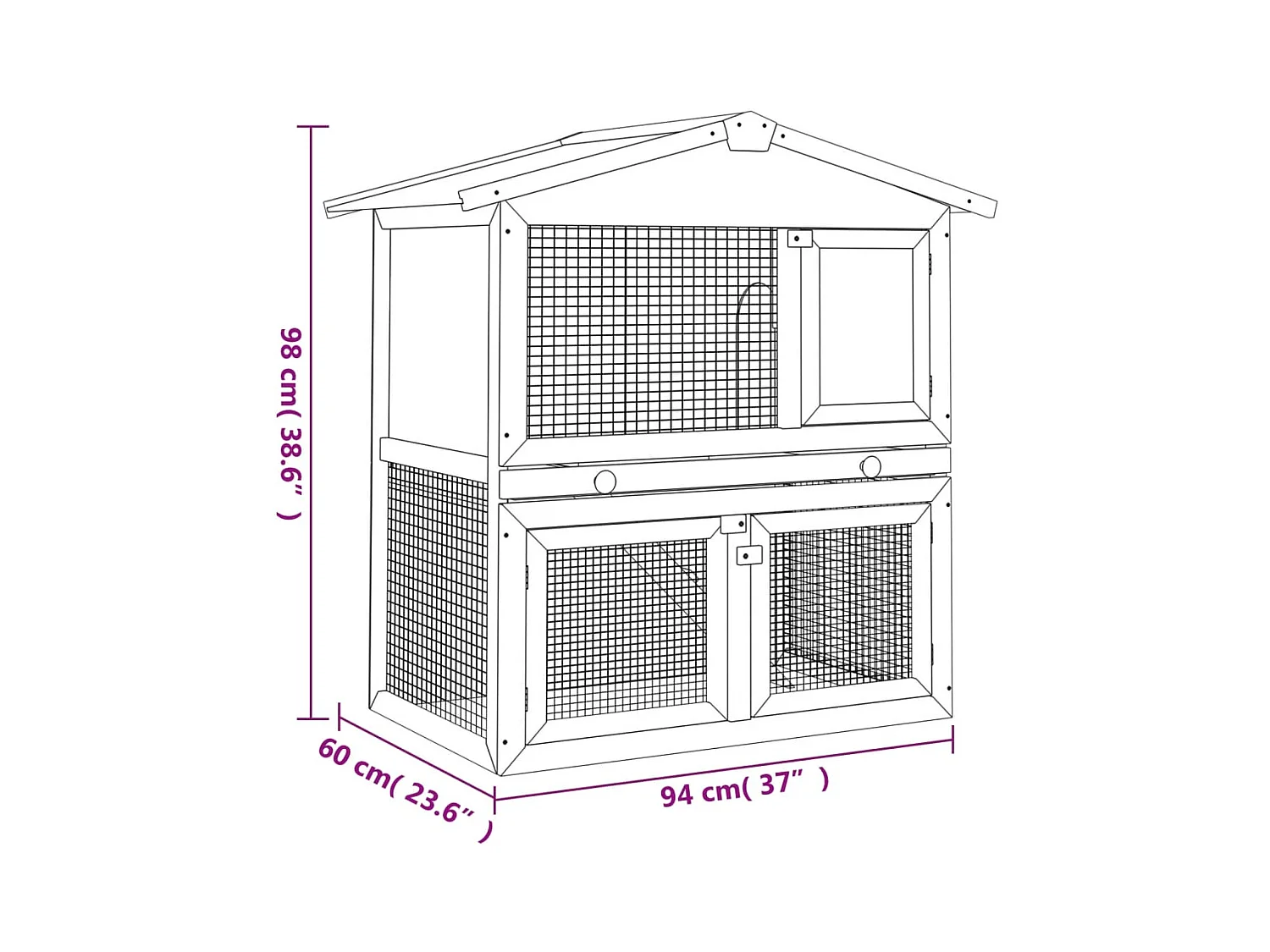 Jacqueline Paz  Clapier d'extérieur 3 portes Marron Bois