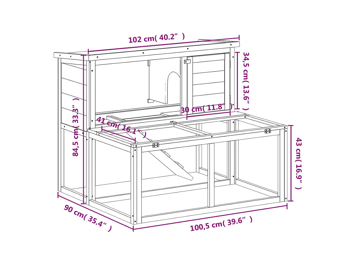 Jacques-René  Clapier marron 102x90x84,5 cm bois de pin massif