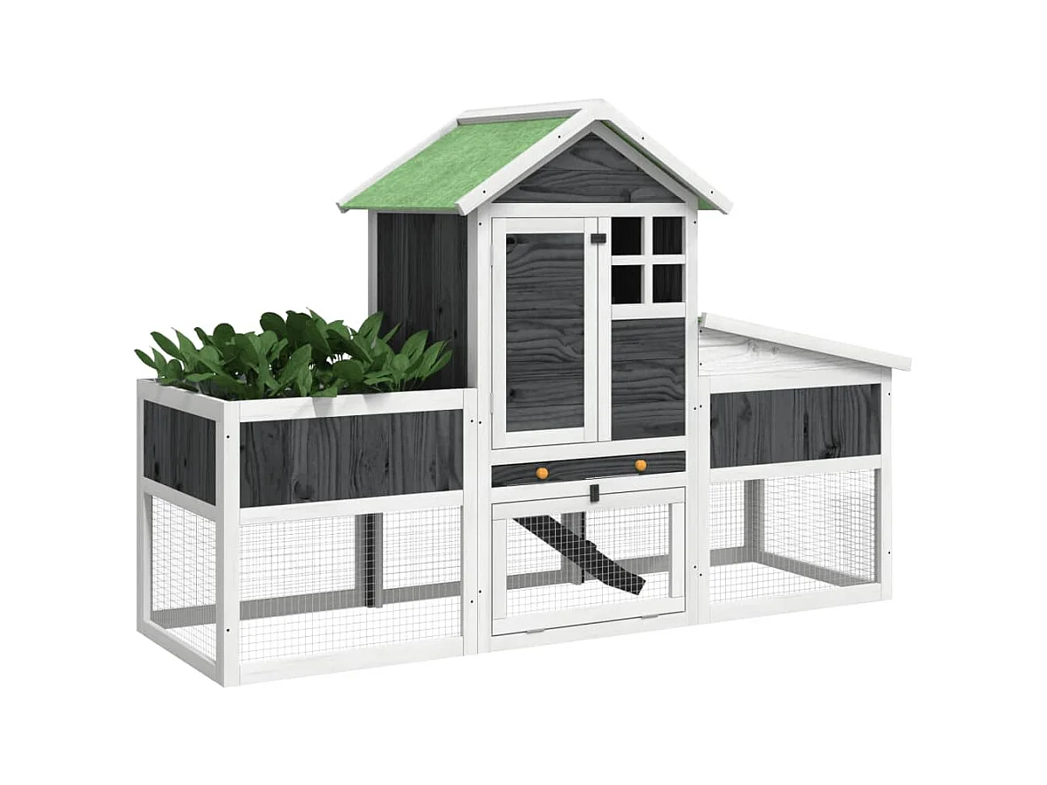 Arwin  Clapier gris 170x63x113 cm bois de pin massif