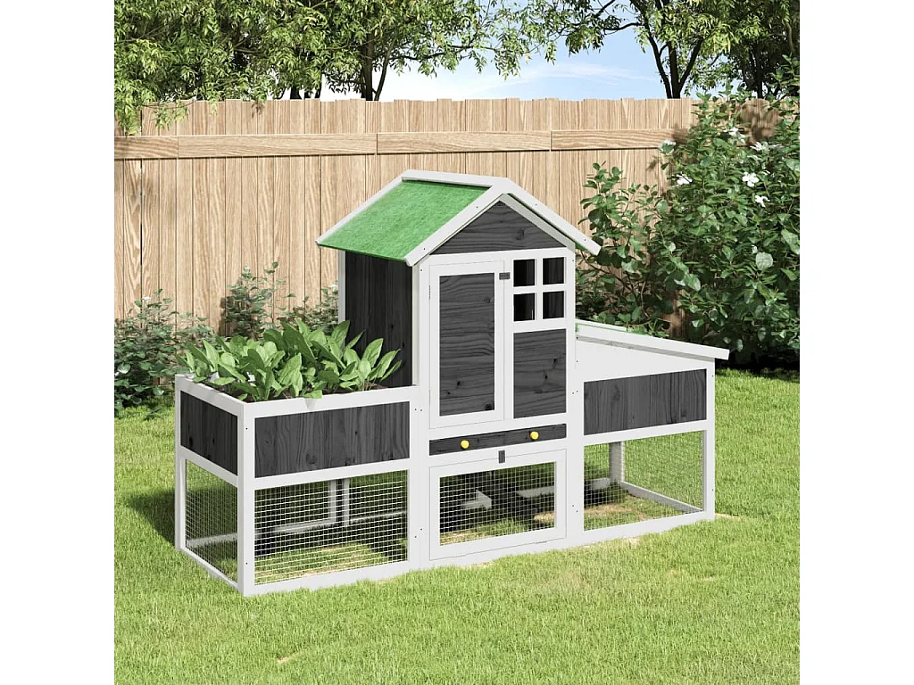 Arwin  Clapier gris 170x63x113 cm bois de pin massif