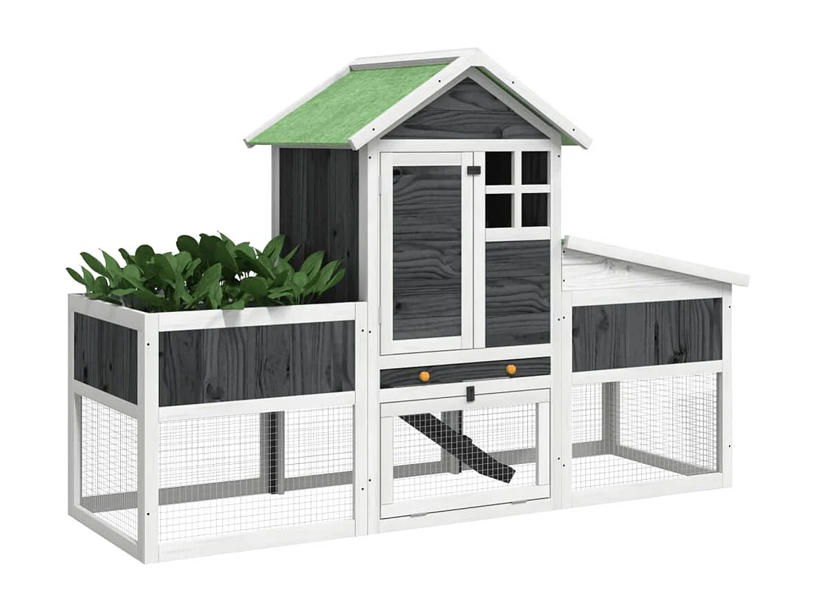 Arwin  Clapier gris 170x63x113 cm bois de pin massif