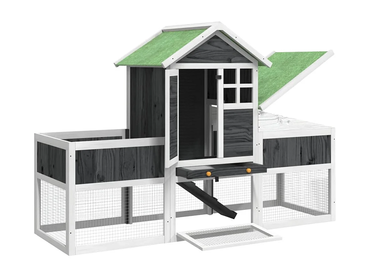 Arwin  Clapier gris 170x63x113 cm bois de pin massif