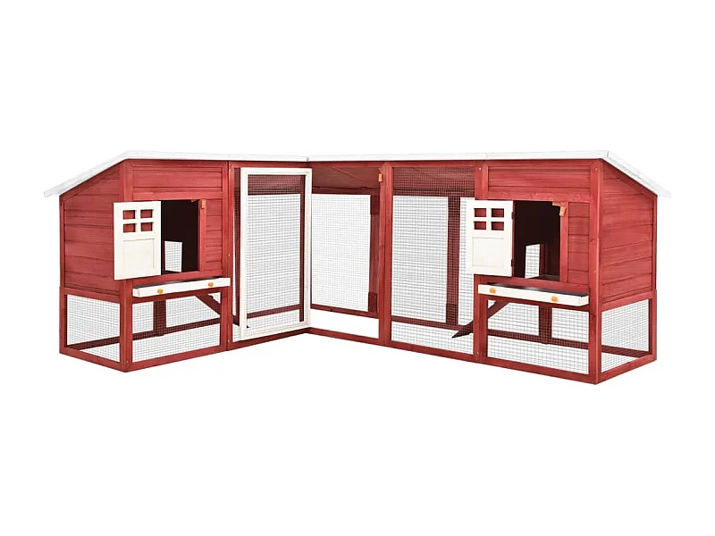 Deetje  Clapier d'extérieur avec piste Rouge et blanc Bois de sapin