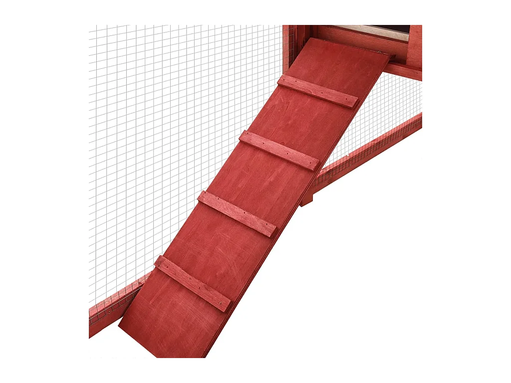 Deetje  Clapier d'extérieur avec piste Rouge et blanc Bois de sapin