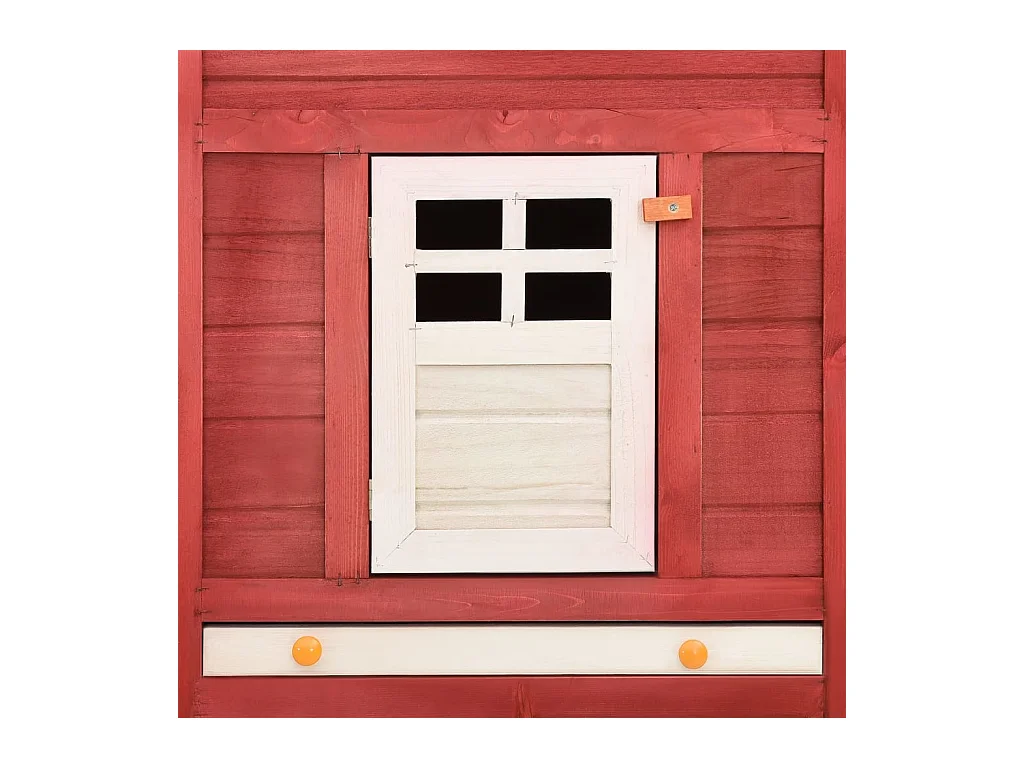 Deetje  Clapier d'extérieur avec piste Rouge et blanc Bois de sapin