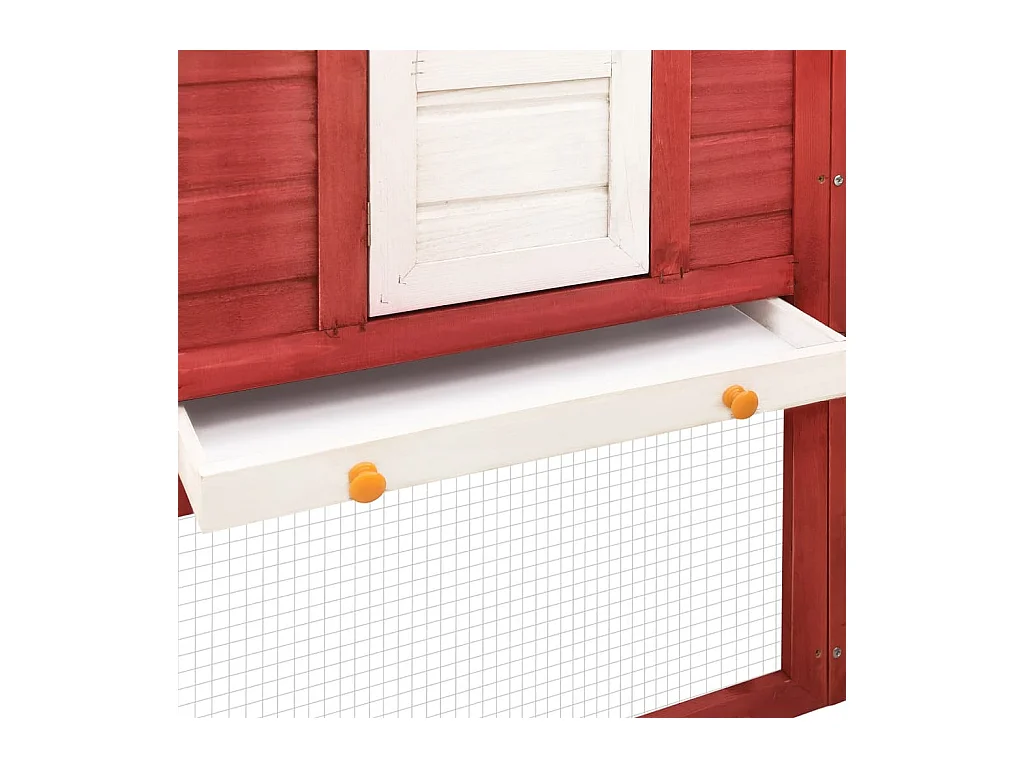 Deetje  Clapier d'extérieur avec piste Rouge et blanc Bois de sapin