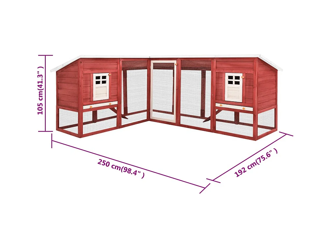 Deetje  Clapier d'extérieur avec piste Rouge et blanc Bois de sapin