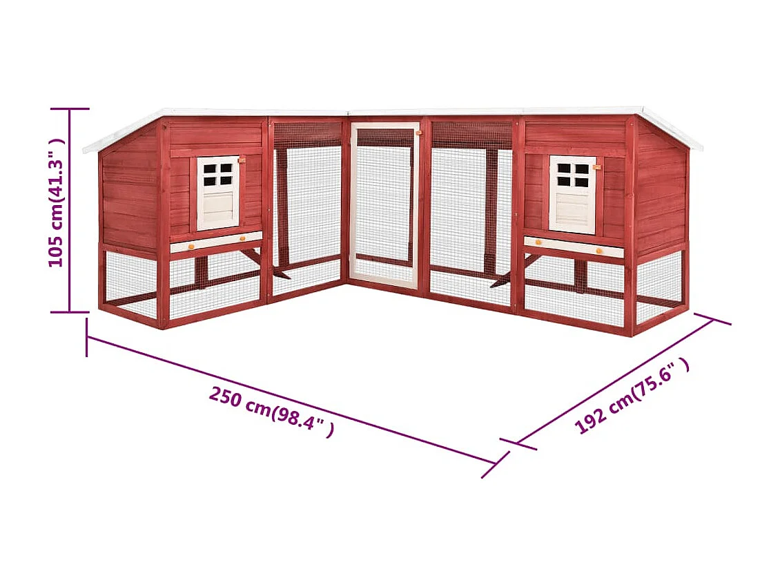 Deetje  Clapier d'extérieur avec piste Rouge et blanc Bois de sapin