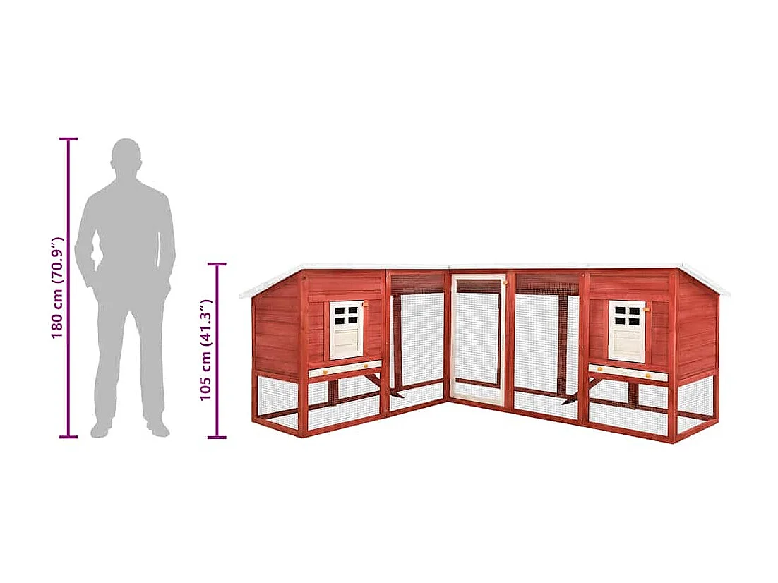 Deetje  Clapier d'extérieur avec piste Rouge et blanc Bois de sapin