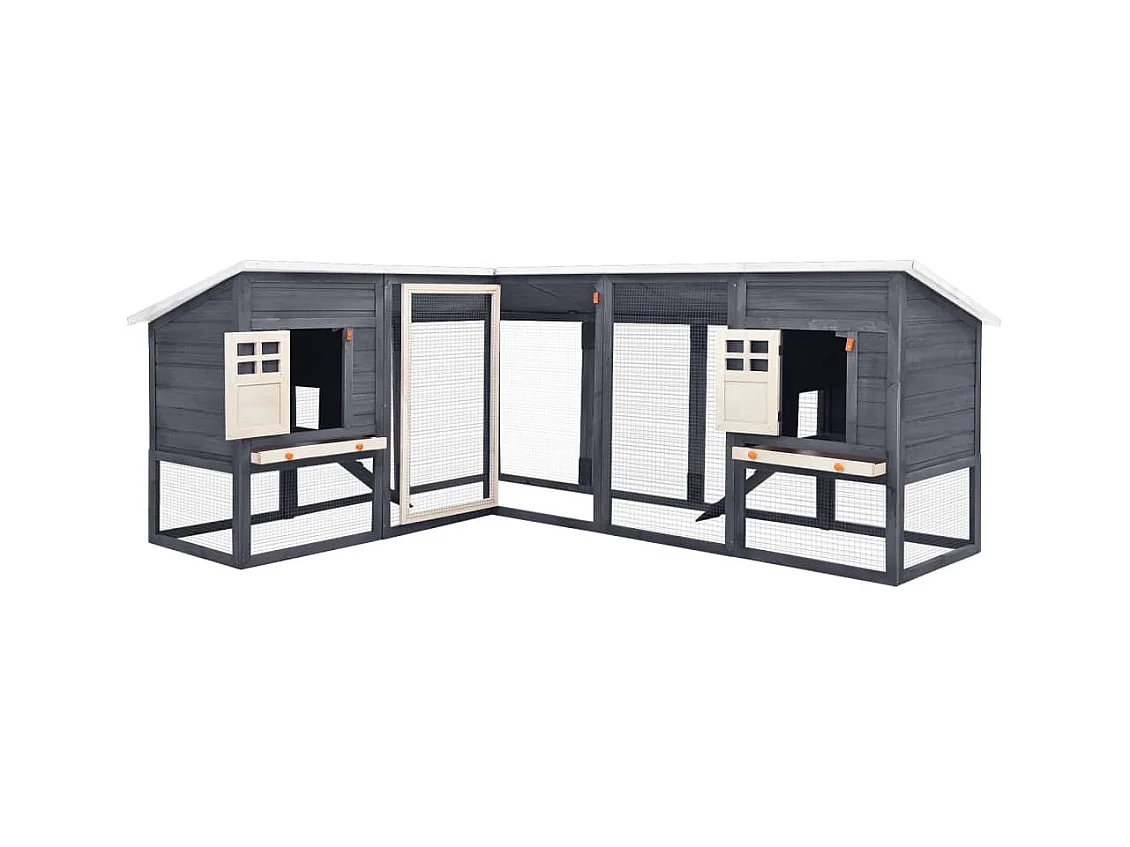 Deetje  Clapier d'extérieur avec piste Gris et blanc Bois de sapin