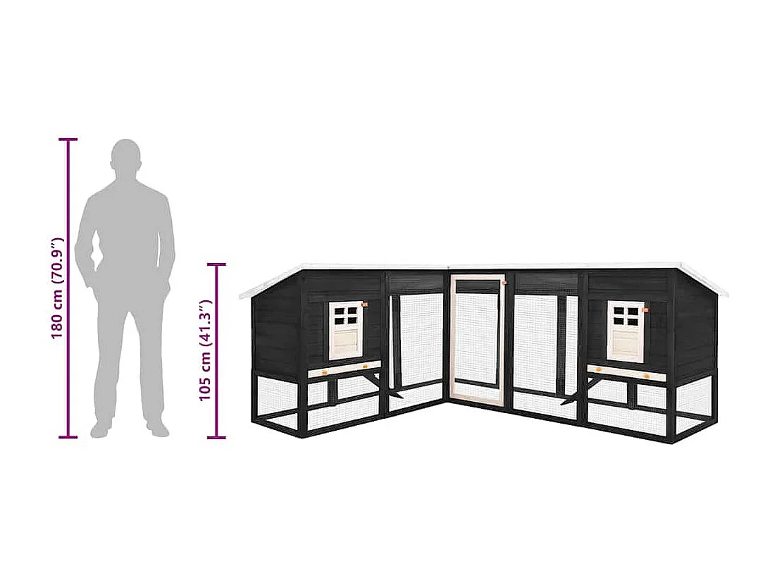 Deetje  Clapier d'extérieur avec piste Gris et blanc Bois de sapin