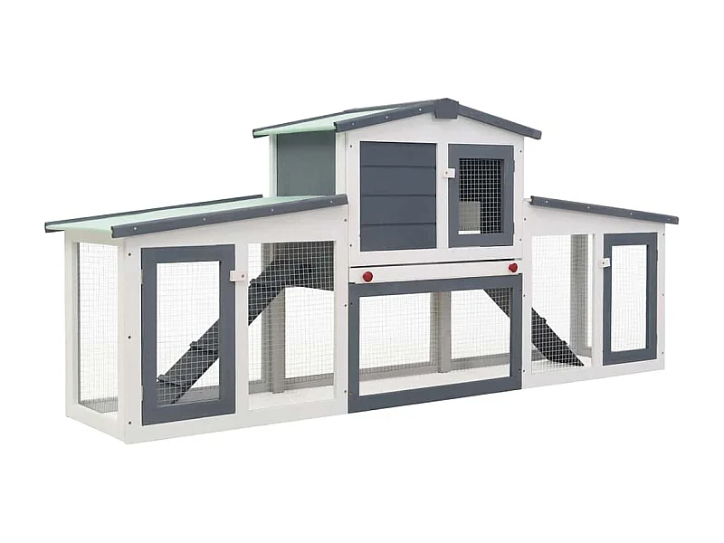 Ekim  Clapier large d'extérieur Gris et blanc 201x45x85 cm Bois