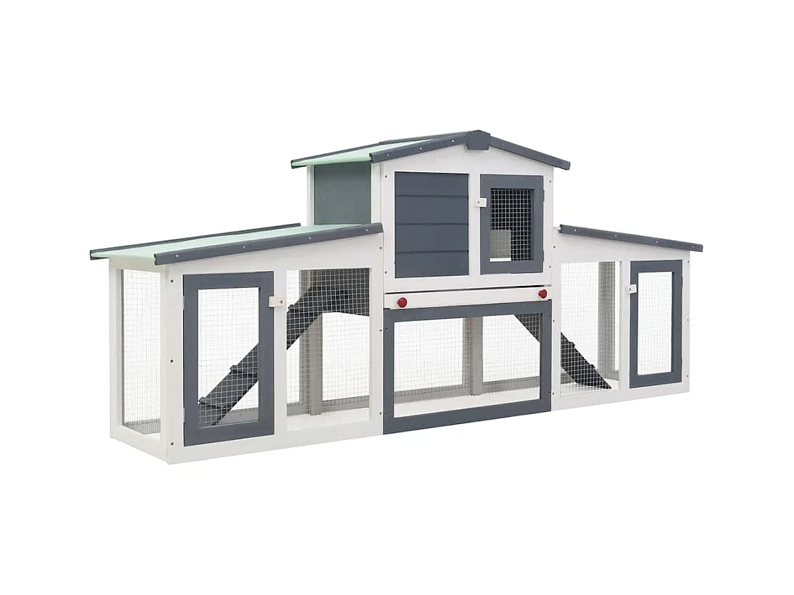 Ekim  Clapier large d'extérieur Gris et blanc 201x45x85 cm Bois