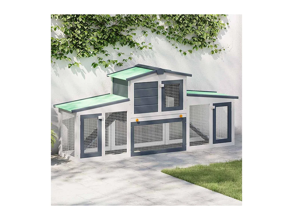 Ekim  Clapier large d'extérieur Gris et blanc 201x45x85 cm Bois