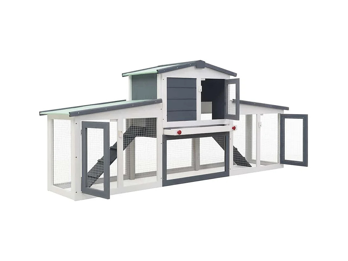 Ekim  Clapier large d'extérieur Gris et blanc 201x45x85 cm Bois