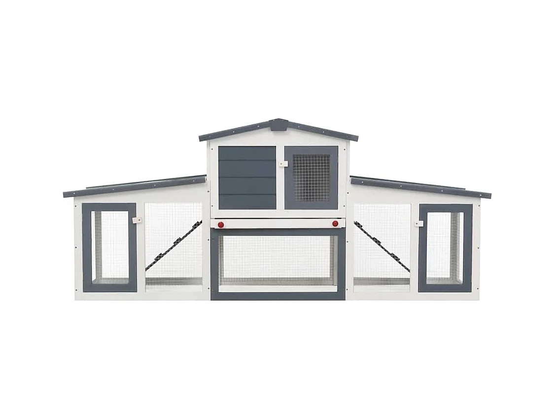 Ekim  Clapier large d'extérieur Gris et blanc 201x45x85 cm Bois