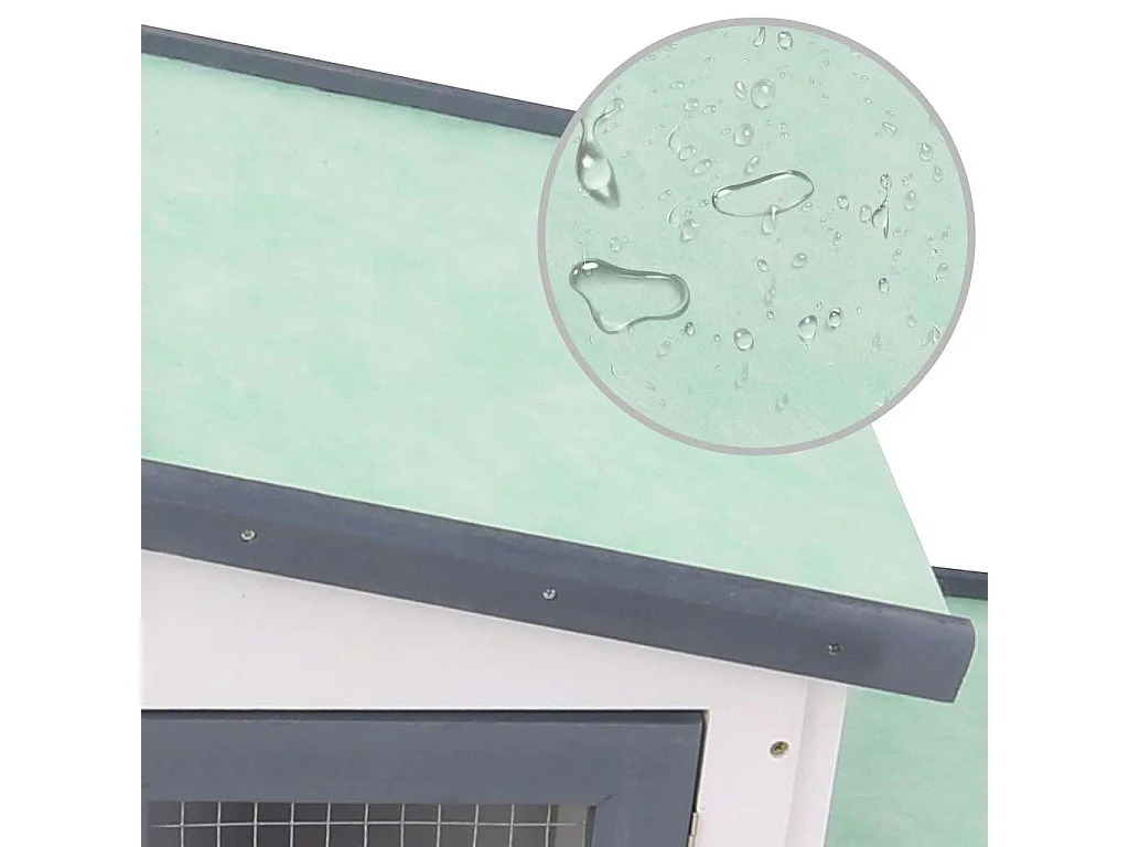 Ekim  Clapier large d'extérieur Gris et blanc 201x45x85 cm Bois