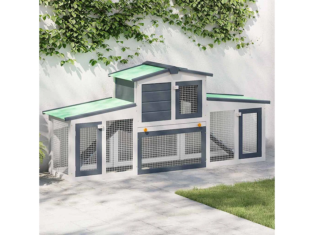 Ekim  Clapier large d'extérieur Gris et blanc 201x45x85 cm Bois