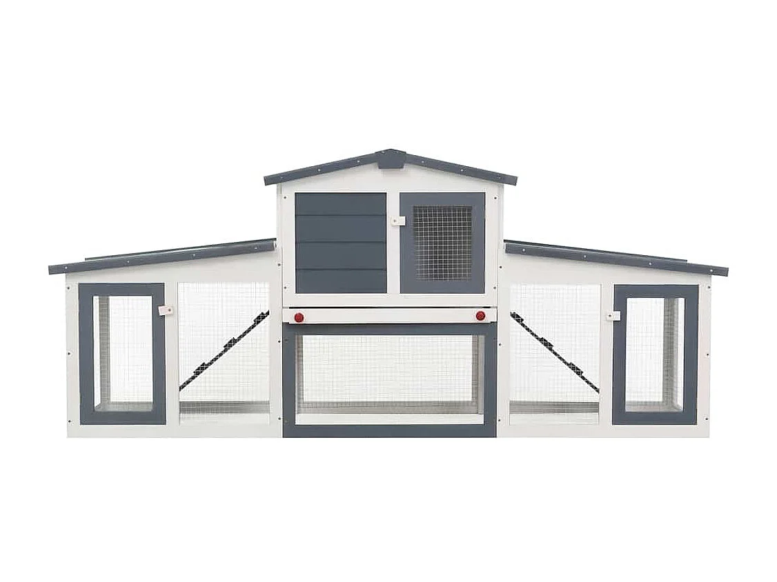 Ekim  Clapier large d'extérieur Gris et blanc 201x45x85 cm Bois