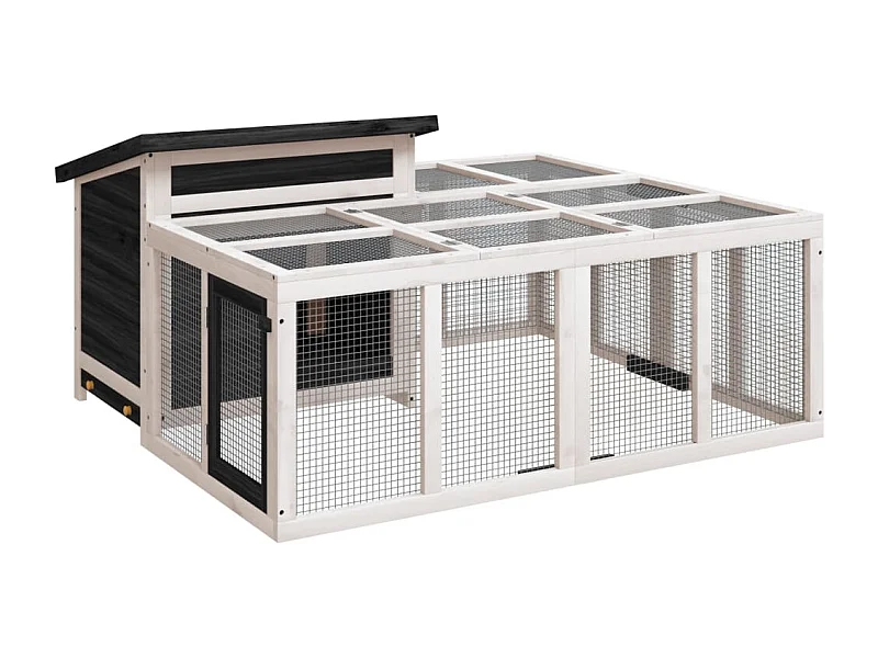 Pierre-Armand-Luc  Clapier gris 144x123x67,5 cm bois de pin massif